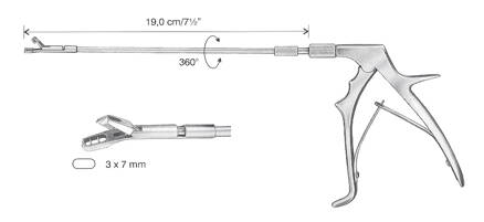 UNI-TISCHLER BIOPTICKÉ KLEŠTĚ S VYHNUTÍM DOLŮ 3x7MM, 19CM